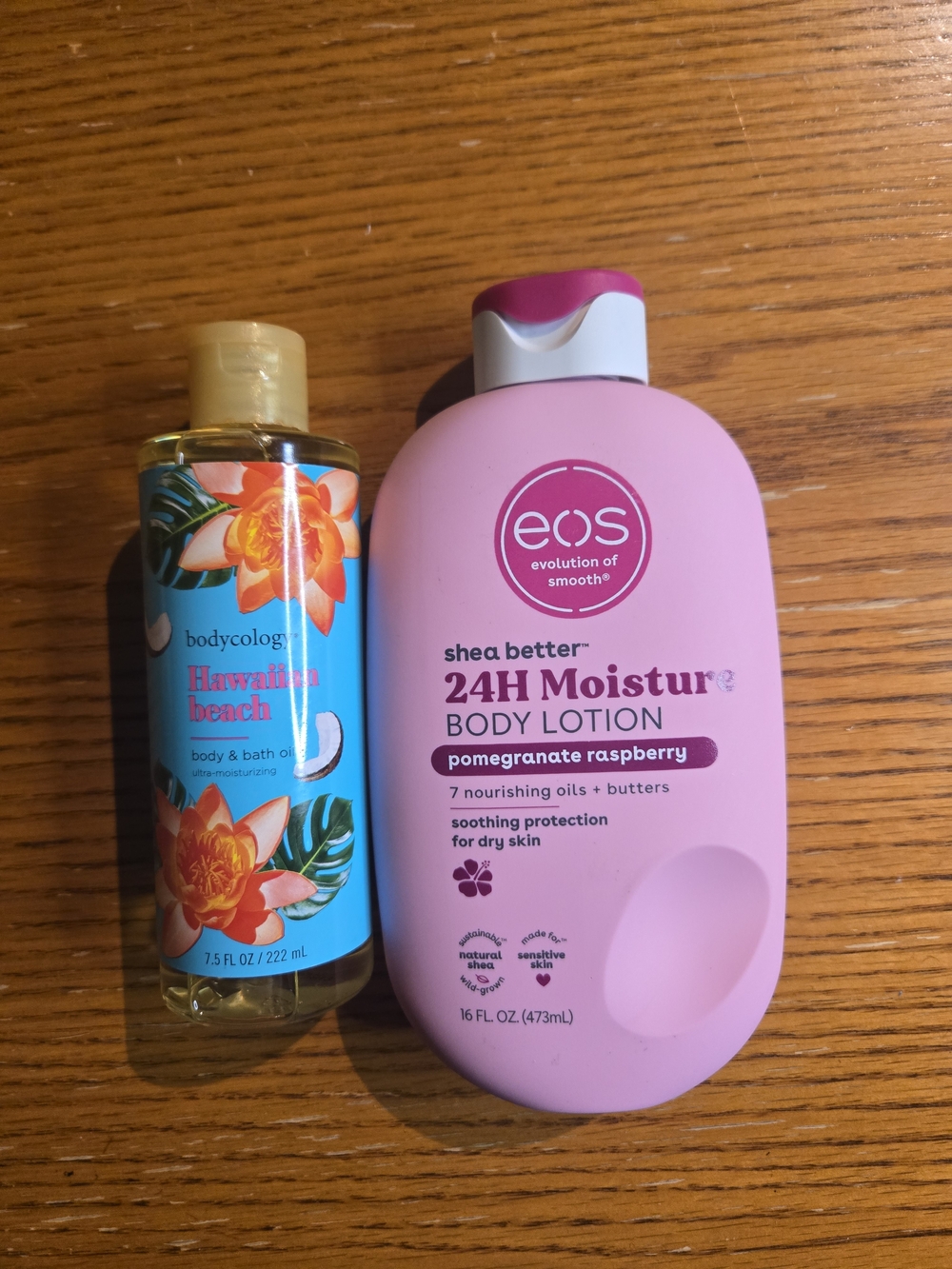 EOS Pomegranate Raspberry Moisture Body Lotion & Bodycology Hawaiian Beach Oil